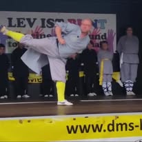 Kung-Fu-Vorführung auf der Bühne bei einem Fest